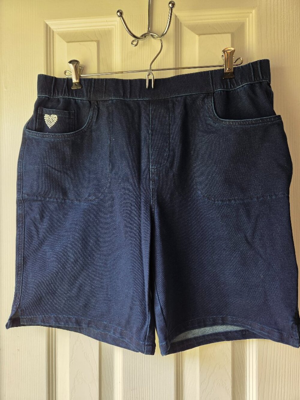 Dream Jeannes Quacker Factory Stretch Waist Knit Pocket Blue Shorts Medium